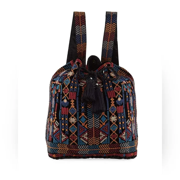 Johnny Was NEW CLEO Velvet Drawstring Backpack Bag Johnny Was Embroidered Backpacks For The Everyday Girl main image 2